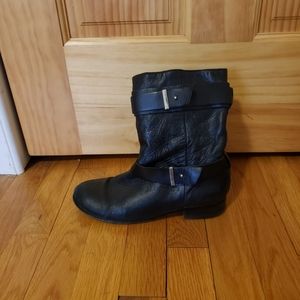 Ann Taylor black leather  moto boots